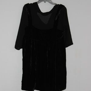 Counting Stars Black Velvet Long Sleeve Babydoll D